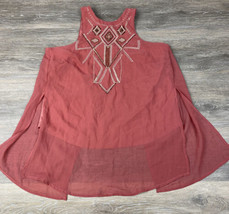 Society Girl/x-small/ Juniors/Coral blouse/sleevless/ summer Top/ - £6.75 GBP