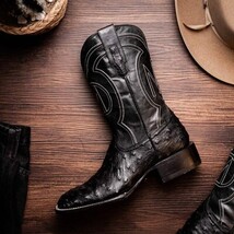 ALABAMA Genuine Ostrich Skin Cowboy Boot from the Western Collection Black image 5