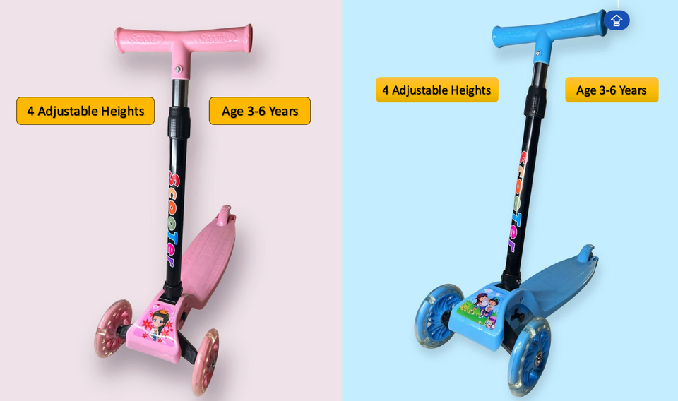 Wadan Kick Scooter , LED Light-Up Wheels &amp; 4 Adjustable Heights for age ... - $9.00