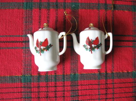 Two (2) Porcelain Cardinal Coffeepot Ornaments with Gold Thread  - £17.67 GBP