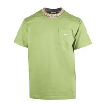 Obey Men&#39;s Green Purple Yellow Collar Crew Neck S/S T-Shirt - £14.19 GBP