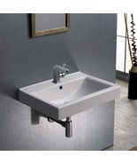 Rectangular Ceramic Wall Mounted/Self Rimming Bathroom Sink, White,, U. - £258.77 GBP