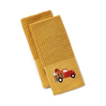 Vintage Red Truck Kitchen Towels 2-Pc Mineral Yellow Autumn Bed of Pumpkins NEW - £10.99 GBP