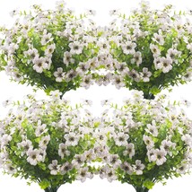 Grunyia 10 Bundles Artificial Flowers Outdoor Uv Resistant Fake Flowers, White - $35.96