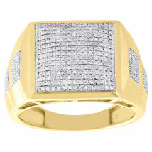 14k Yellow Gold Over Real 925 Silver Mens Round Diamond Pinky Ring Band 2.0Ct - £91.14 GBP