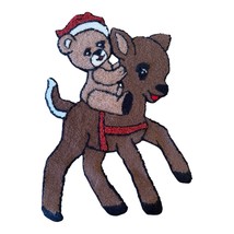 VTG Punch Needle Embroidery Christmas Reindeer Santa Bear Applique Patch... - $219.42 MXN