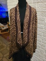 Nina Leonard XL Zebra Print Oversized Cardigan Sweater Duster comfy nice - £13.06 GBP