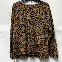 Karen Scott Women XXL Tan Animal Print Waffle Knit Crewneck Sweatshirt R... - $19.59