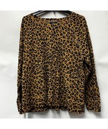 Karen Scott Women XXL Tan Animal Print Waffle Knit Crewneck Sweatshirt R... - $26.84 CAD