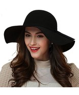 Women&#39;S 100% Wool Foldable Wide Brim Retro Fedora Floppy Felt Bowler Hat... - £39.90 GBP