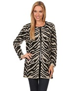 Women&#39;s Warm and Fuzzy Thick Cardigan Overcoat in Animal Print White, Black - £52.04 GBP