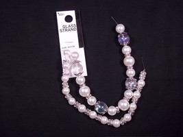 Cousin DIY 14&quot; glass beads strand Faux Pearl &amp; clear silvertone fillers NEW - £7.95 GBP