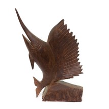 Vintage Wooden Hand-Carved Fish Art Statues Sailfish 13&quot; height - £30.90 GBP