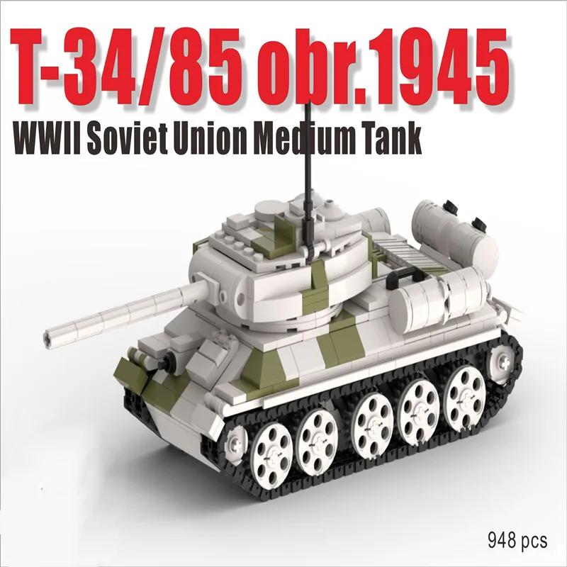 Building Blocks WW2 Military Weapon Soviet Union T3485 Tank MOC Wint - £111.20 GBP
