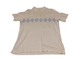 Men&#39;s Covington T-Shirt L Solid White/Blue Collared Short Sleeves Side Slit - £8.87 GBP