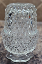 Vintage Indiana Glass Clear Diamond Point Footed Fairy Lamp Angel Candle... - $18.80