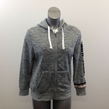 Mikk Athletics New York Hoodie Women’s Size Large Gray Black Striped Lon... - £5.96 GBP