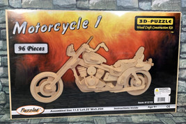 Motorcycle #1215 3D- Puzzle Wood Craft Construction Kit 96 pieces 11.5&quot; ... - £6.96 GBP