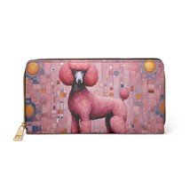 Pink Poodle Art Ladies Wallet Faux Leather 7.87 x 4.33 Inches - $34.99