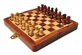 Wooden Handmade Foldable Magnetic Chess Board Set with Magnetic Pieces  - $39.99