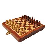 Wooden Handmade Foldable Magnetic Chess Board Set with Magnetic Pieces  - £31.59 GBP