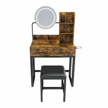 Brown MDF Makeup Vanity Table, LED Lights (3 Colors), w/Power Outlet - $3,109.98 MXN