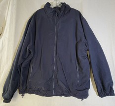 Lands End Mens XL Windbreaker Jacket Navy Blue Lined Hooded 100% Nylon - £17.99 GBP