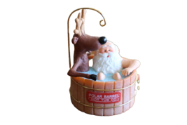 Vintage Hallmark Keepsake Polar Barrel Santa&#39;s Hot Tub Christmas Ornamen... - $10.00