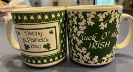 Vintage St. Patrick&#39;s Day Coffee Mug Luck O The Irish St Patrick’s Day Set Of 2 - £14.00 GBP