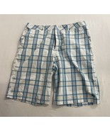 Body Glove Men&#39;s White and Blue Plaid Bermuda Shorts Size 40 Cotton Blend - $7.92
