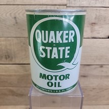 VTG Quaker State Motor Oil Can Empty Metal 1 Qt SAE 30 Opened #2 - $14.80