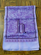 Vintage Purple Monogram &quot;h&quot; Rectangle Long Scarf 100% Polyester Made Italy 52&quot; - £4.64 GBP