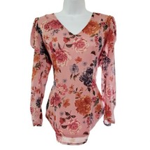 Rose Pink Floral Top Womens Size XL Open Back Lined - $14.84