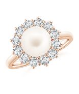 ANGARA Princess Diana Inspired Freshwater Pearl Ring 14K Solid Gold (AAAA, 8mm) - $3,050.10