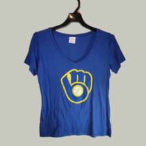 Milwaukee Brewers Shirt Womens Large Blue Short Sleeve Campus Lifestyle - £10.21 GBP
