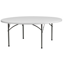 6-Foot Round Granite White Plastic Folding Table - £468.00 GBP