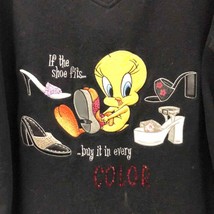 Vtg Classic Looney Tunes Collection Tweety V-Neck Embroidered Sweatshirt... - $39.50
