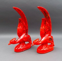 California Originals Pottery Pair Of Vintage MCM Red Lava Glazed Fire Birds - £235.36 GBP