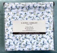 NEW Laura Ashley Stratford Queen Sheet Set Blue Petite Cottage Floral Cotton - $98.00