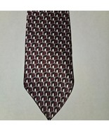 Stafford 100% Silk - Geometric Tie Marron/Black 58&quot; x 3.5&quot; - $147.44 MXN