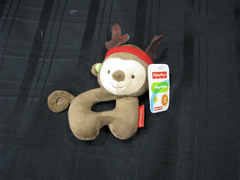 FISHER-PRICE Monkey Reindeer Baby Ring Rattle 6&quot; New With Tags! - £25.25 GBP