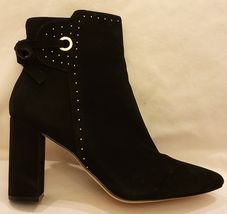 Chelsea &amp; Violet Gold Studded Ankle Booties Size -10M Black Leather/Suede - $49.48