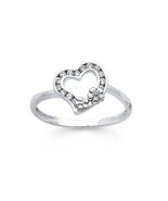 14k White Gold CZ Open Heart Flower Ring Women’s Channel-Set Size 7 - $136.00