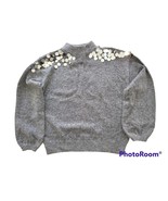 Knit CO-OP SEQUINED MOCK NECKLINE BALOON SLEEVES PULL OVER GRAY SWEATER ... - $12.20