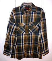 Five Brothers Men&#39;s Plaid Heavy Flannel SHIRT-LT-100% COTTON-WORN 1-WARM/NICE - £16.00 GBP