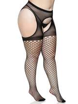 Oval Net Suspender Hose With Opaque Top - £13.10 GBP