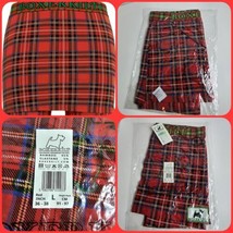 Men&#39;s Large Boxer Brief Shorts Crotchless Pouch Free Underwear Red Plaid Kilt - £15.65 GBP