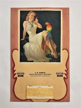 1946 antique WOERTH nickelmines pa AD CALENDAR meat merch PARROT ART PLE... - $89.05