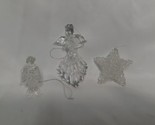 Vintage  Clear Glass Spun Ornaments, Angel, Penguin, &amp; Star - $14.55