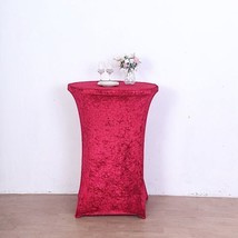 Red Fitted Cocktail Table Cover Crushed Velvet Tablecloth Party Decorations Gift - £26.18 GBP